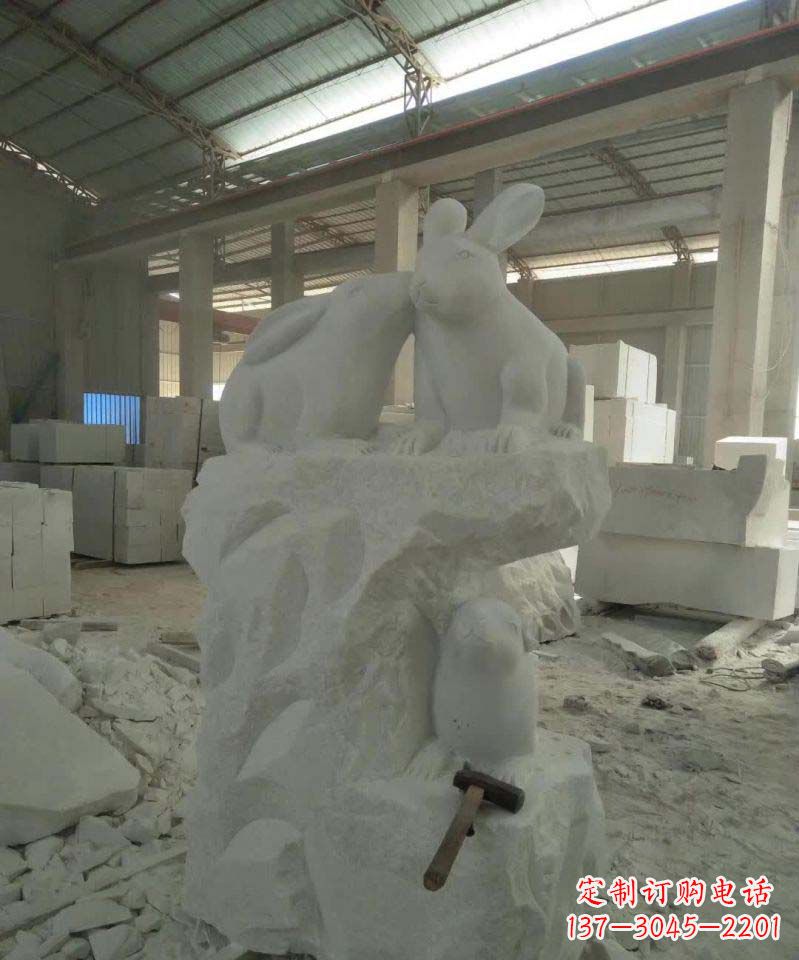 河南精美的中国古典生肖兔雕塑