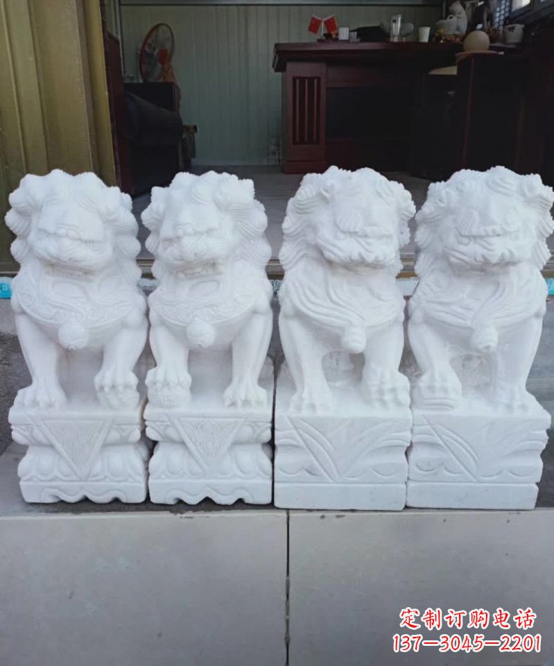 河南汉白玉狮子雕塑1
