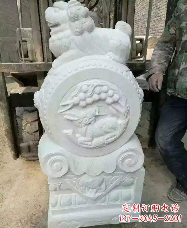 河南汉白玉狮子门墩
