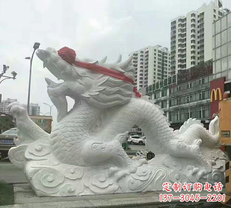 河南汉白玉神龙雕塑,精致而又具有历史感