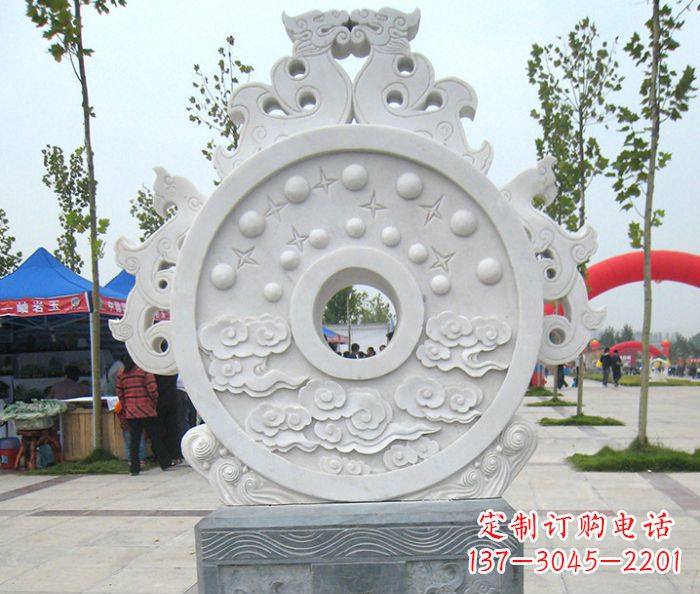 河南精雕细琢汉白玉双龙石门墩雕塑