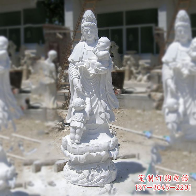 河南汉白玉送子观音雕塑