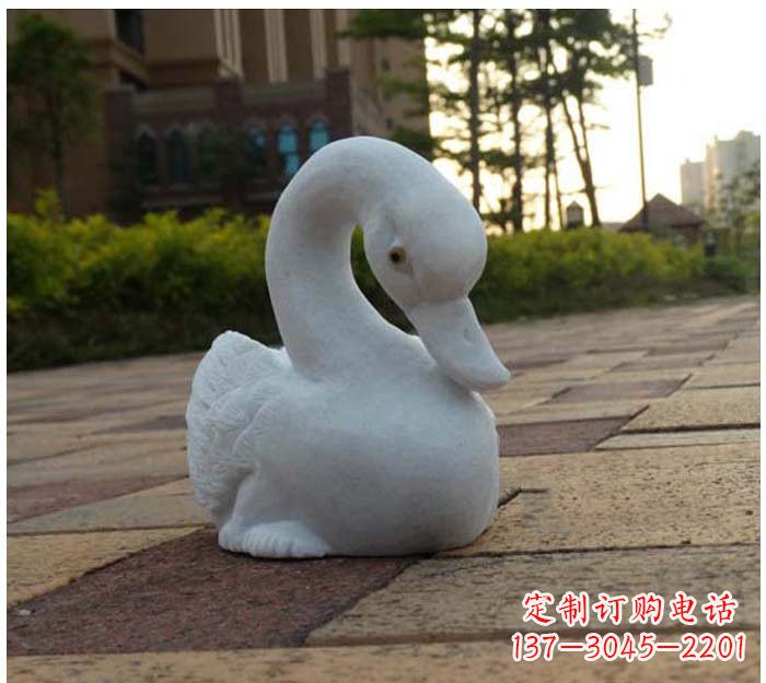 河南汉白玉天鹅石雕塑,精美瑰丽