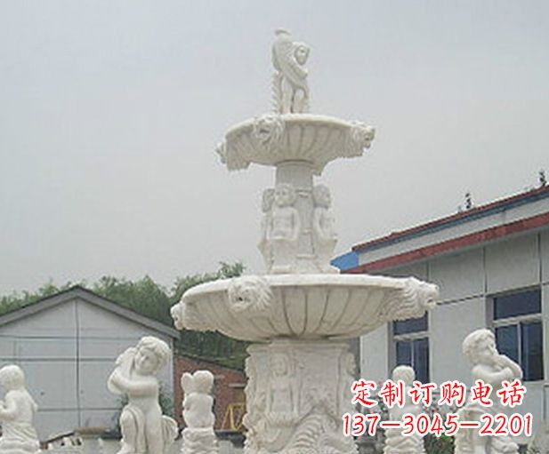 河南汉白玉天使大型喷泉石雕