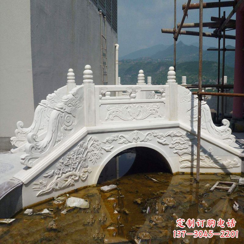 河南汉白玉庭院装饰石桥雕塑