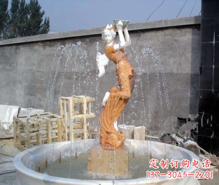 河南汉白玉西方人物公园石雕喷泉