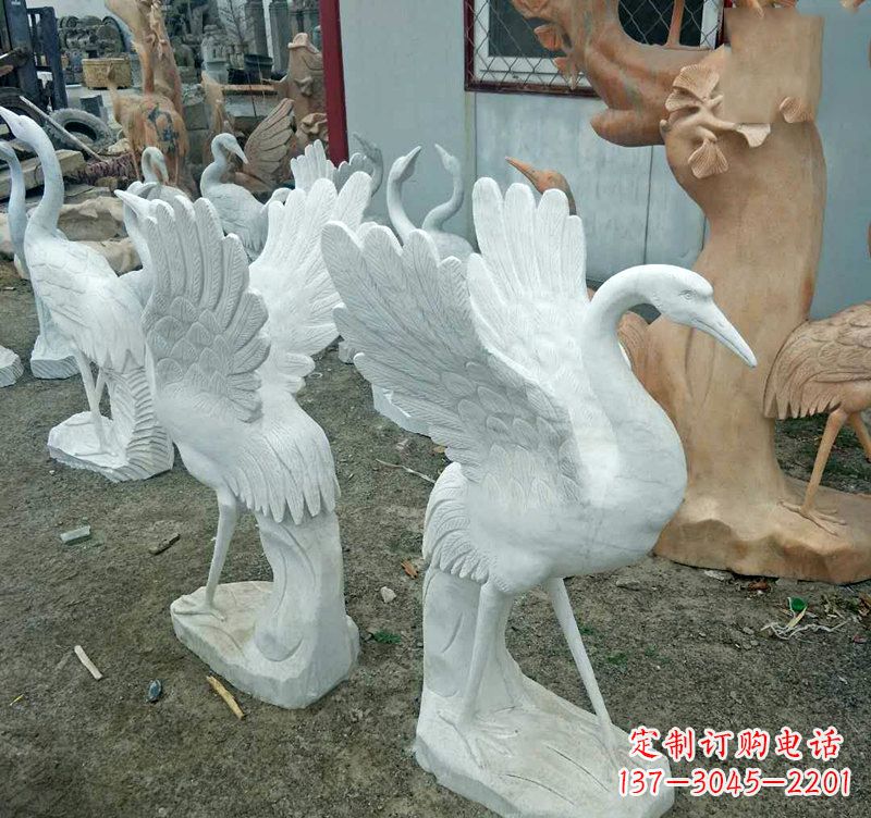河南汉白玉仙鹤石雕