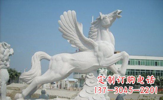 河南精美祥云飞马石雕,古朴大气