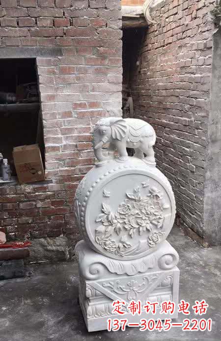 河南汉白玉小象抱鼓石雕塑之美