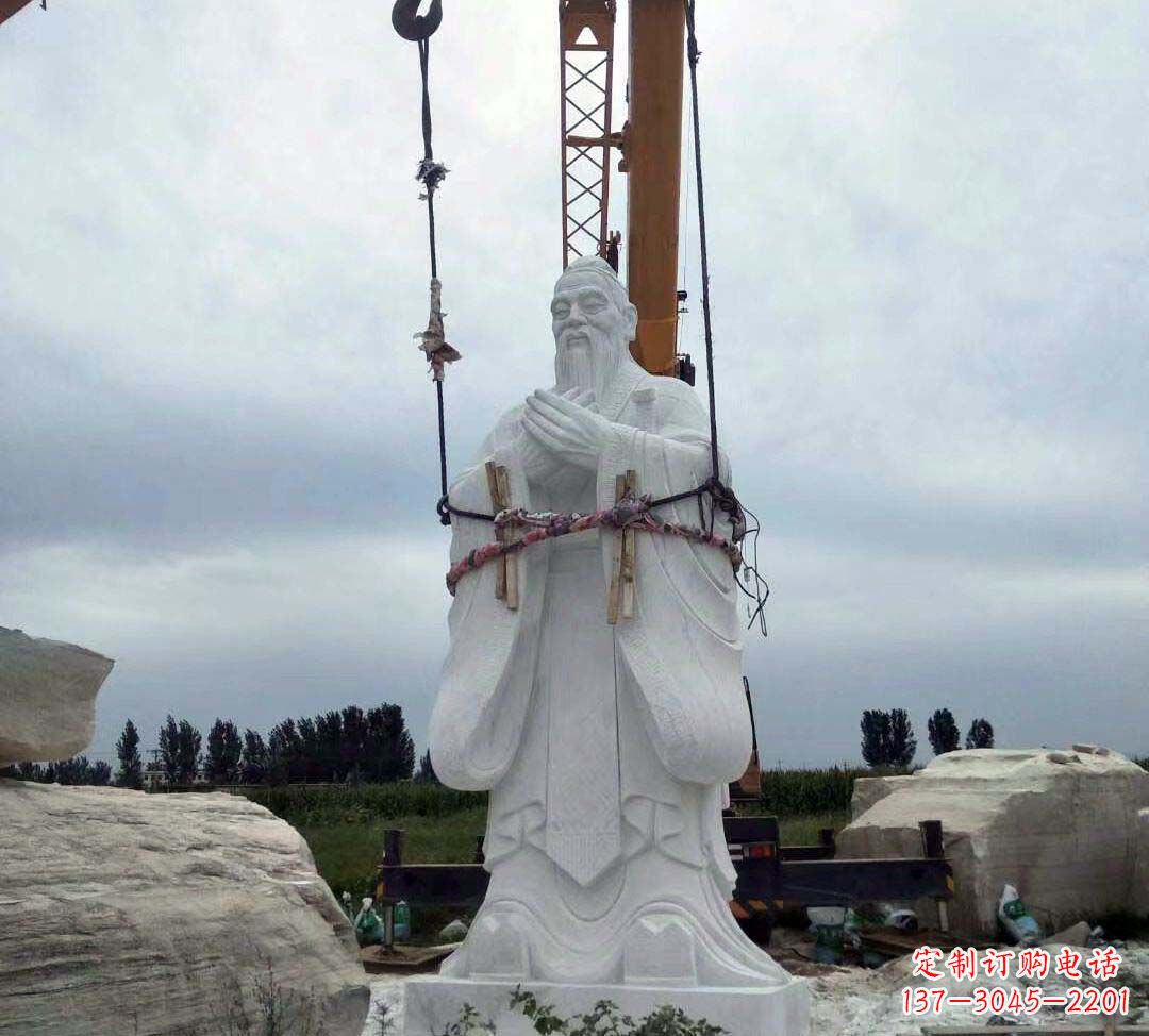 河南超越传统汉白玉校园孔子雕塑