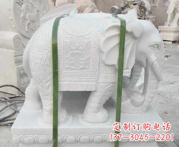 河南瑞气四溢的汉白玉招财大象雕塑