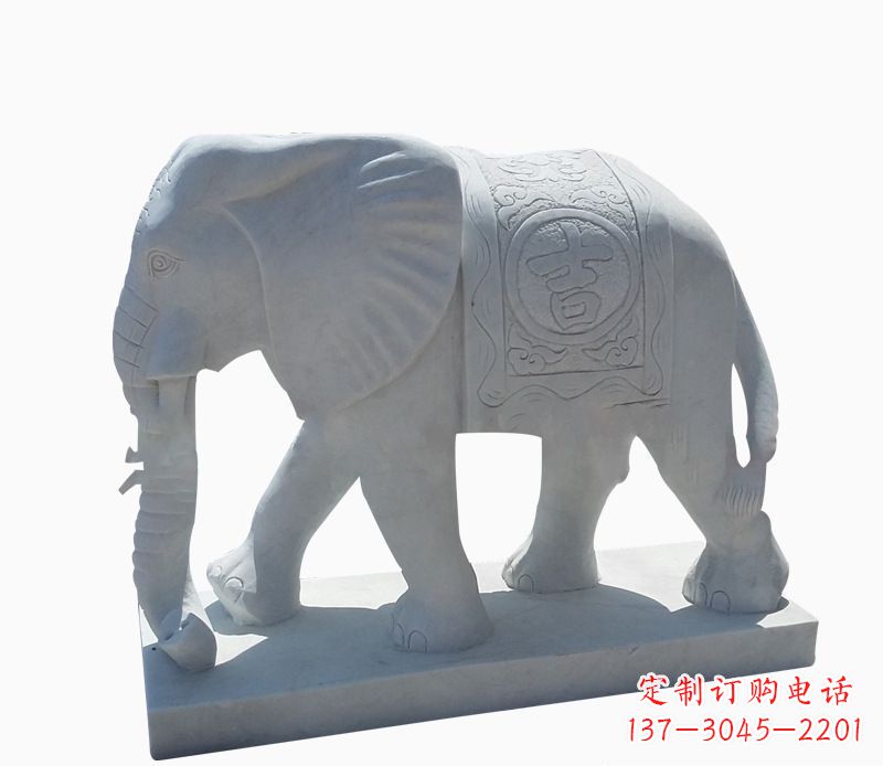 河南桃花开,当铺金,汉白玉大象雕塑,吉祥引财