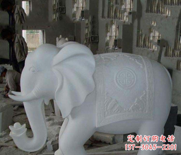 河南汉白玉大象雕塑,带来好运