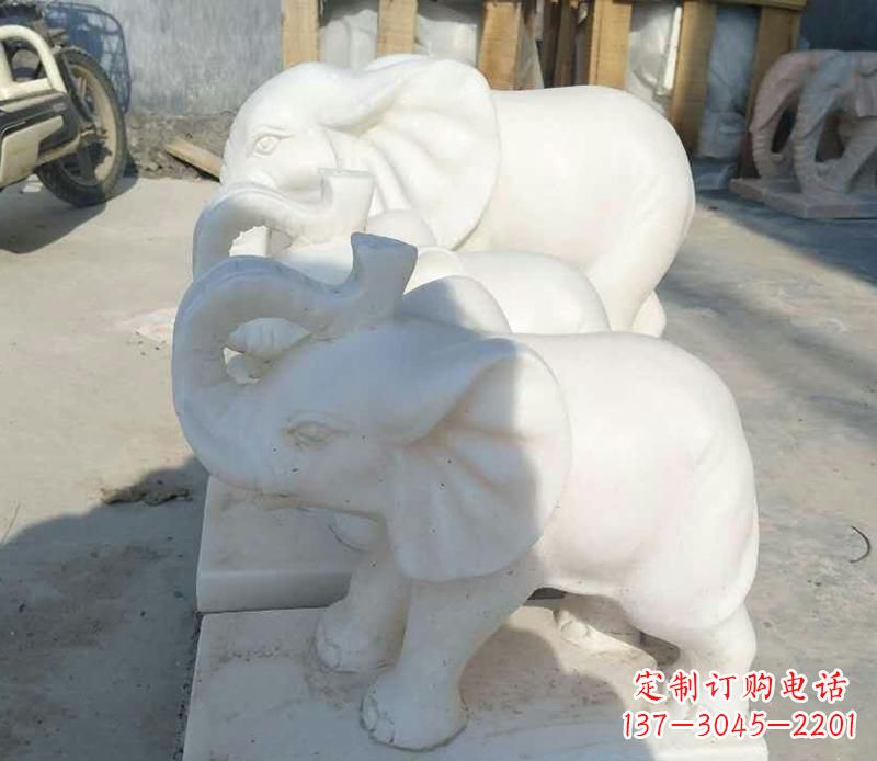 河南汉白玉招财小象雕塑