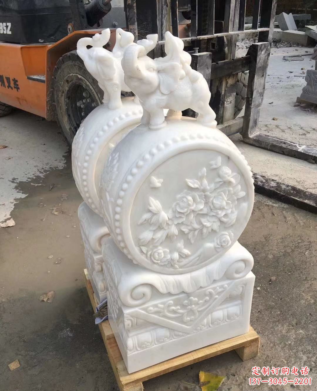 河南精致小象招财石门墩,树立你的百年吉祥