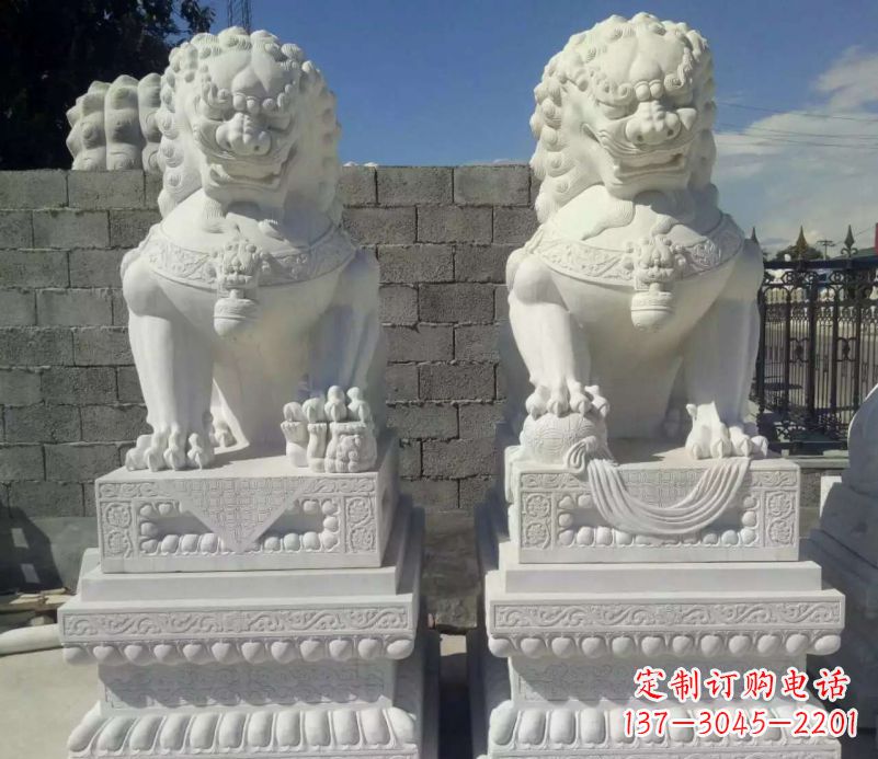 河南汉白玉镇宅狮子石雕,完美贴近生活