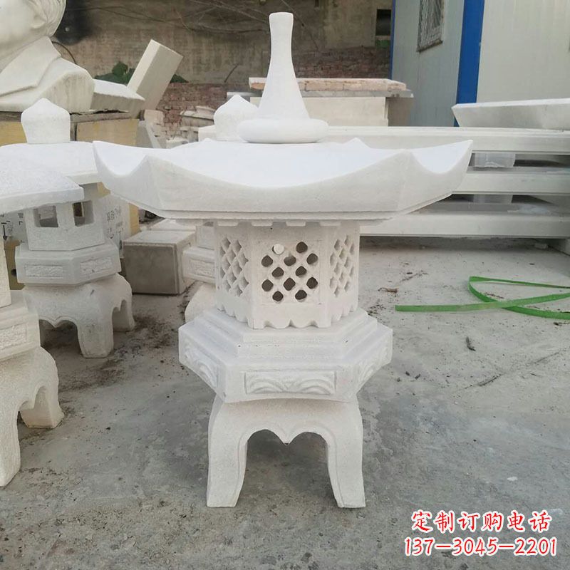 河南汉白玉中式石雕灯笼
