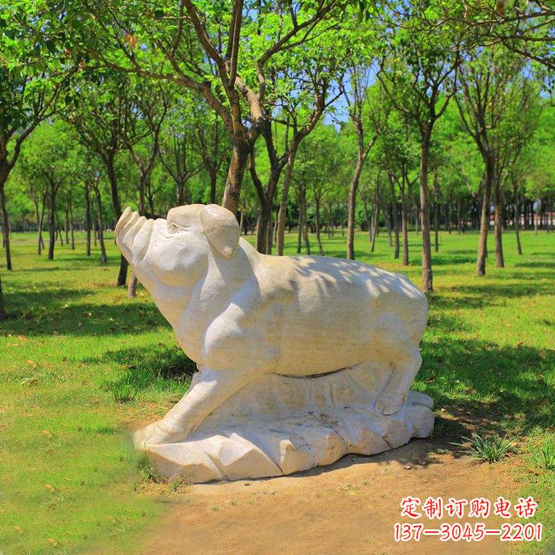 河南传统十二生肖精美手工猪石雕动物雕塑