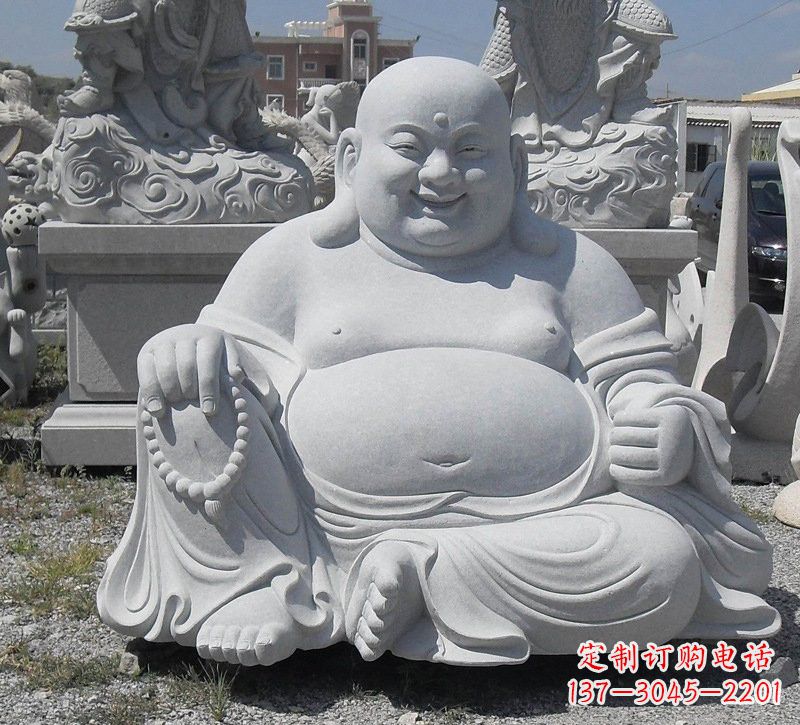 河南精美高雅的汉白玉弥勒佛雕像