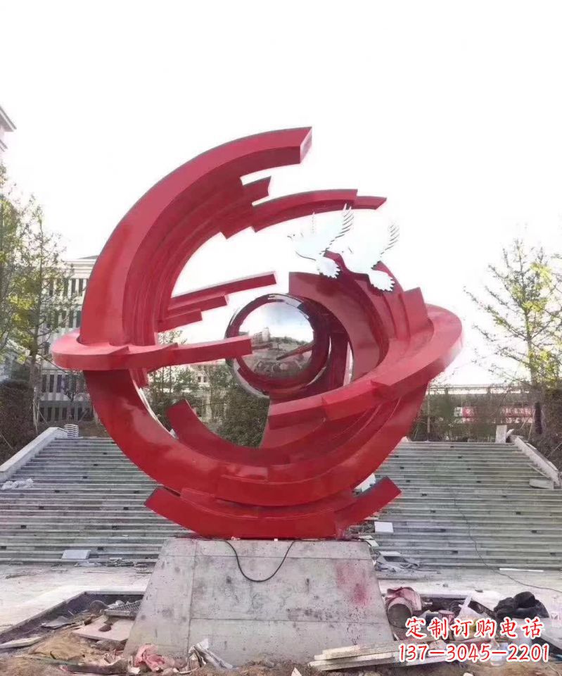 河南体现和平美感的不锈钢和平鸽雕塑