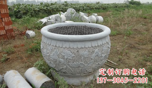 河南荷花花盆公园景观石雕,千般美妙一览无余