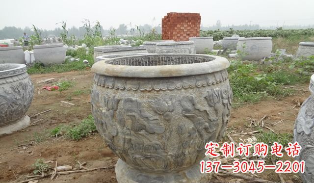 河南荷花花盆公园景观石浮雕
