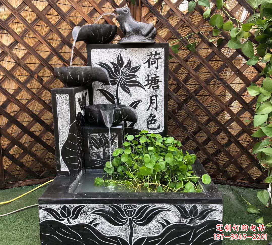 河南荷塘月色景观石雕喷水池
