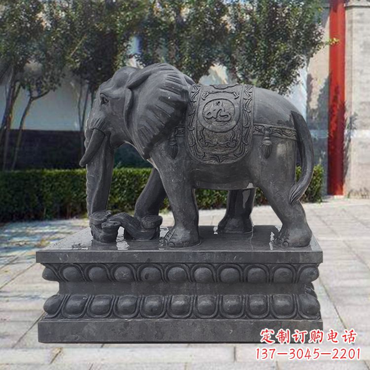 河南黑色石雕大象