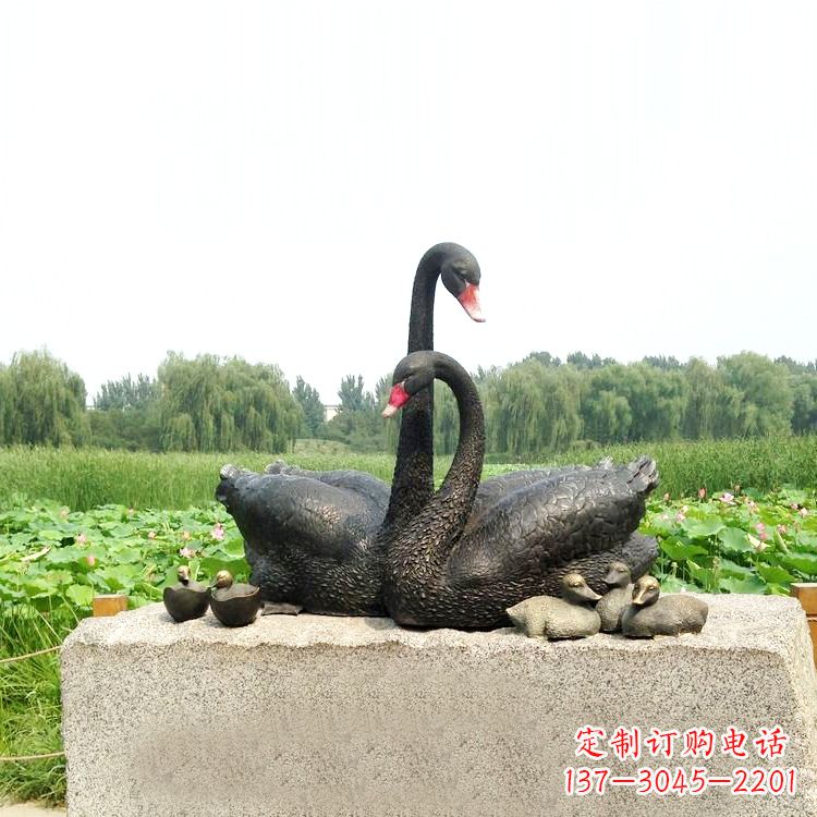 河南雕刻精致的天鹅铜雕摆件