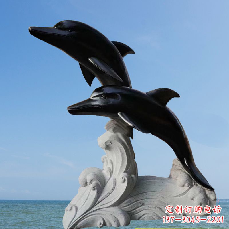 河南黑曜石海豚石雕,让您的家园更加精美