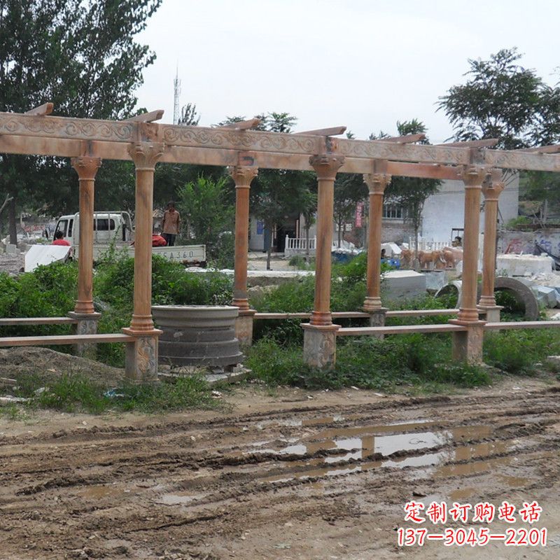 河南红色石雕定制长廊雕塑