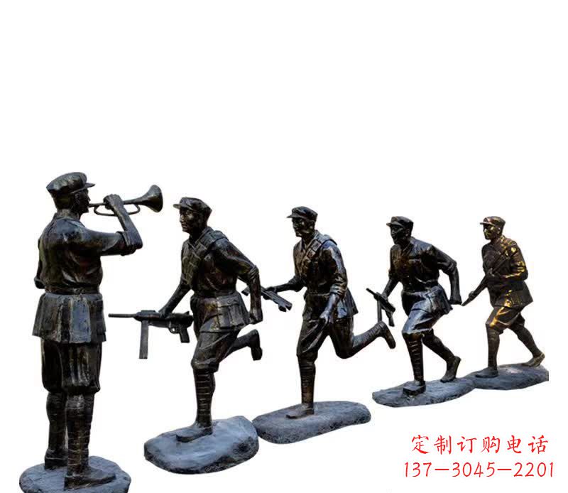 河南红色文化主题红军铜雕塑