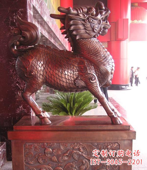 河南红铜麒麟神兽铜雕