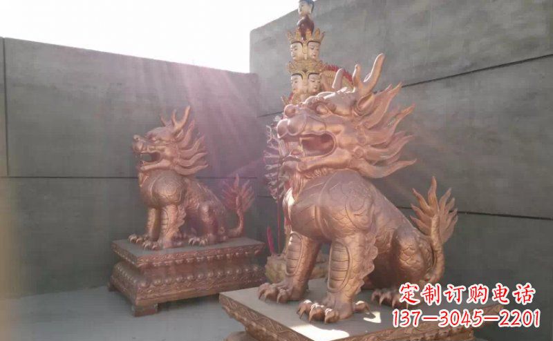 河南红铜麒麟古代神兽铜雕
