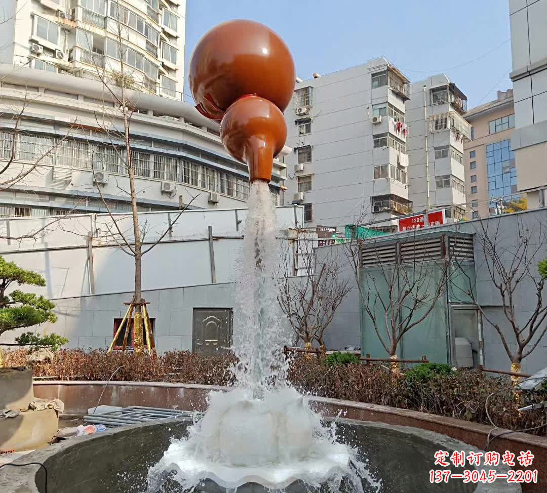 河南葫芦广场喷泉雕塑,精致唯美