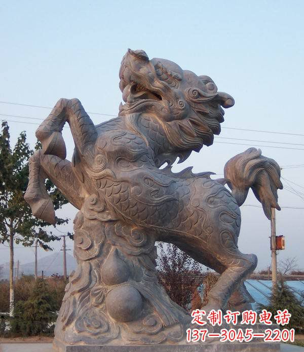 河南精美独特的麒麟神兽石雕