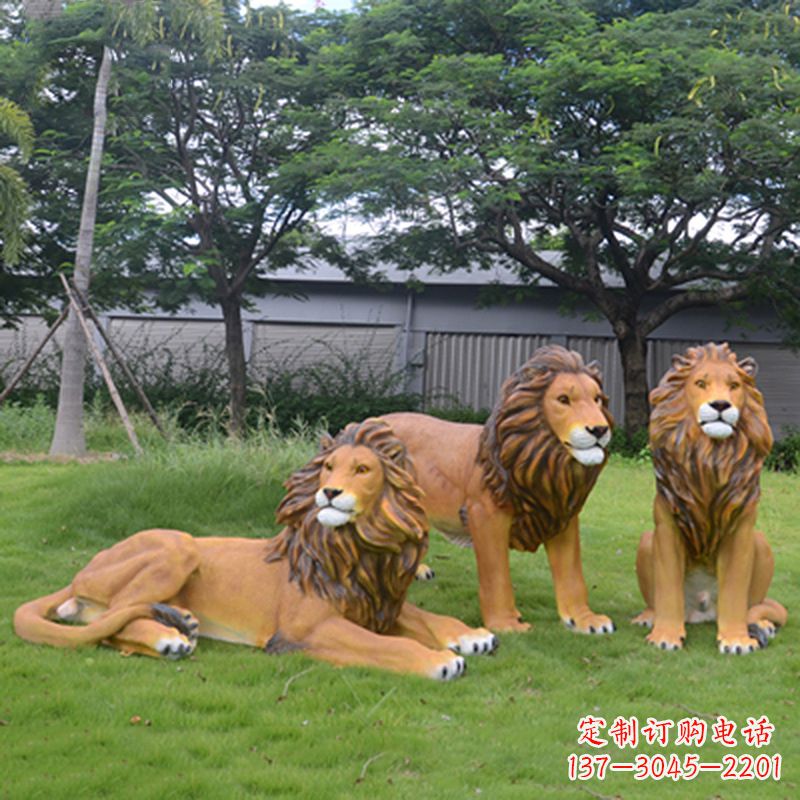 河南把公园里的斗勇气释放出来--领雕金刚户外仿真狮子雕塑