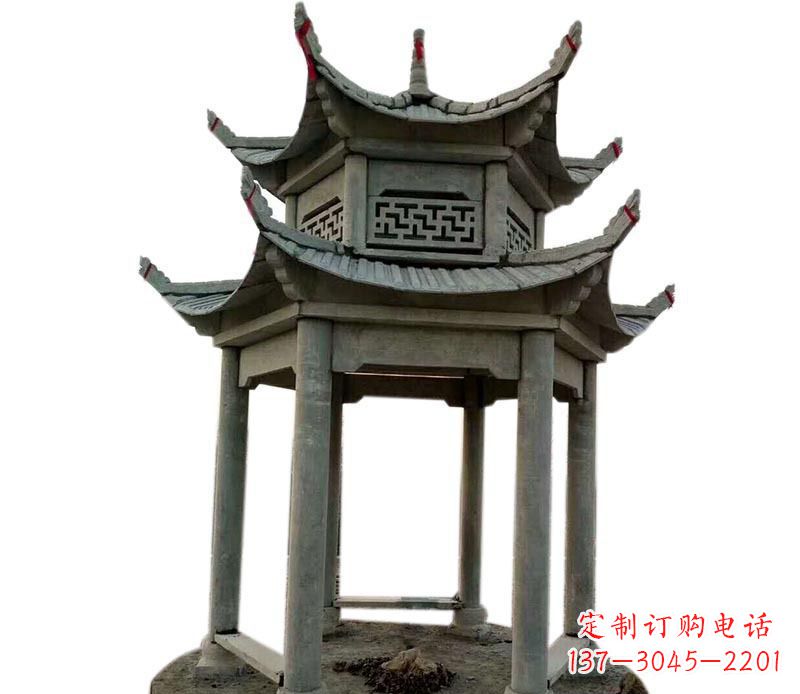 河南户外双层六角凉亭石雕