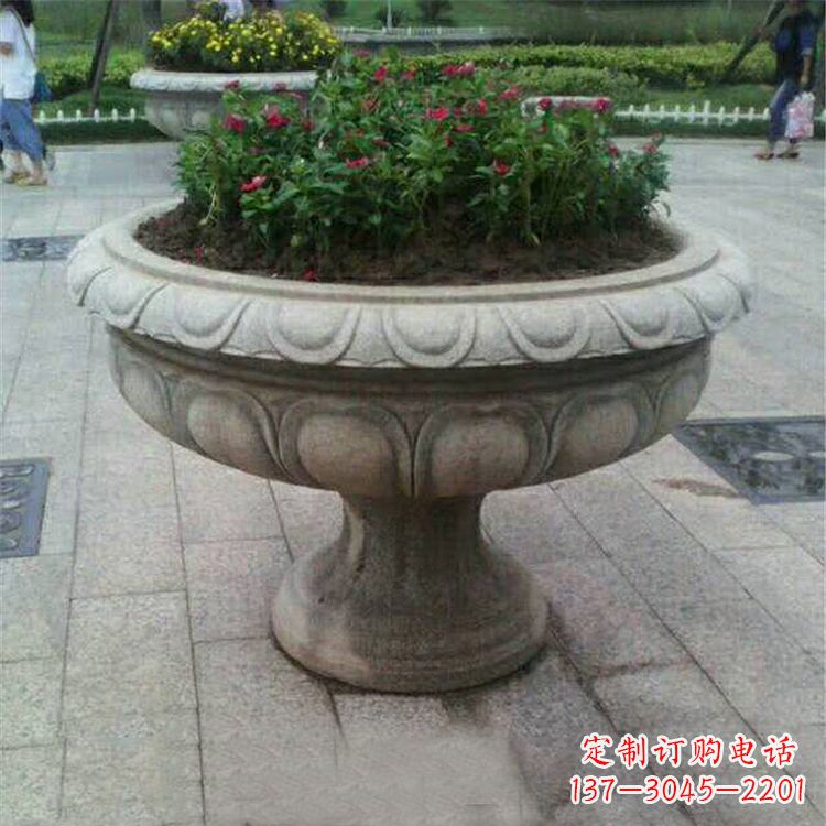 河南中领雕塑:精美花岗岩公园石雕花盆
