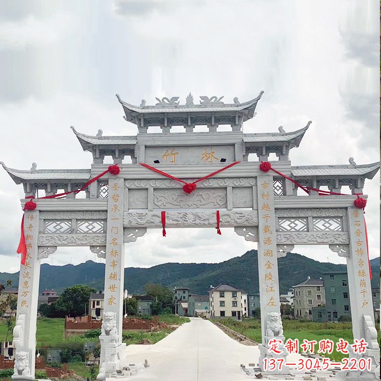 河南花岗岩三门石牌坊雕塑
