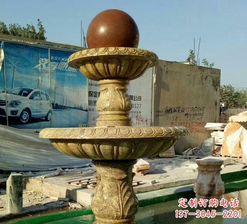 河南精美花岗岩双层风水球雕塑