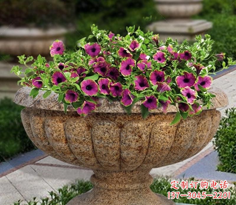 河南花岗岩小区景观花盆雕塑,添彩美化景观