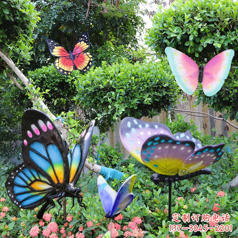 河南花园玻璃钢仿真蝴蝶雕塑摆件