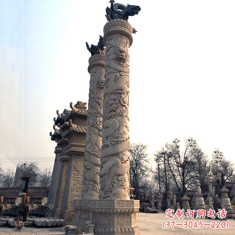 河南精致精美的华表柱石雕