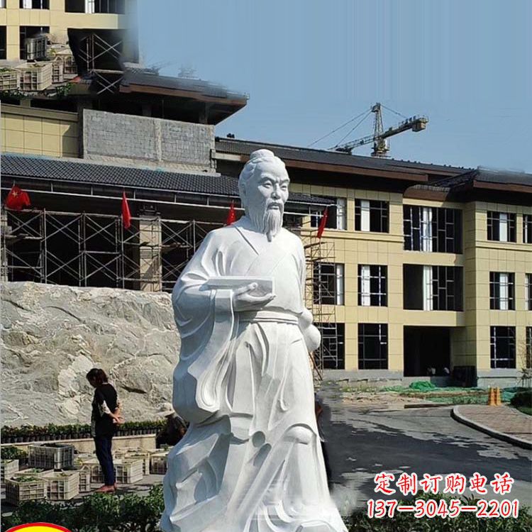 河南高雅精美的华佗白玉石雕像