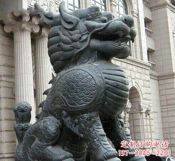 河南富有神韵的煞铜麒麟雕塑
