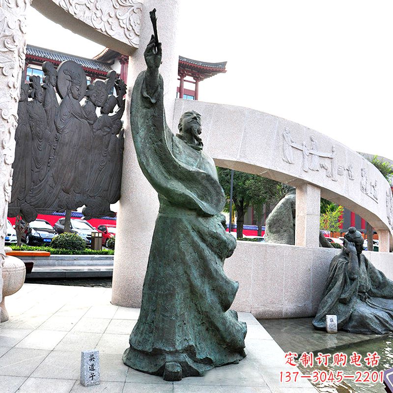 河南中领雕塑:仿古吴道子铜雕像