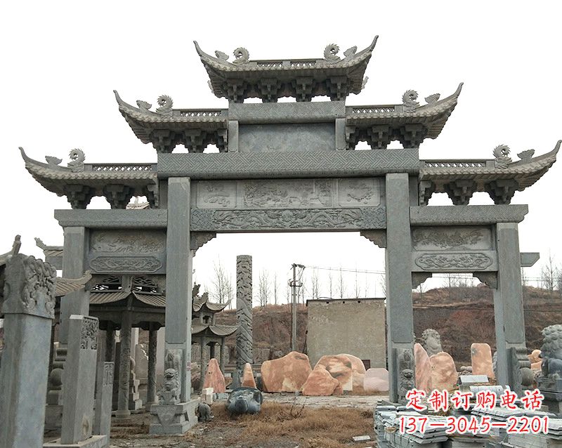 河南黄冈石雕牌坊--专业定制牌坊雕塑