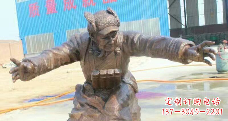 河南荣耀时刻,纪念经典——黄继光校园英雄人物铜雕