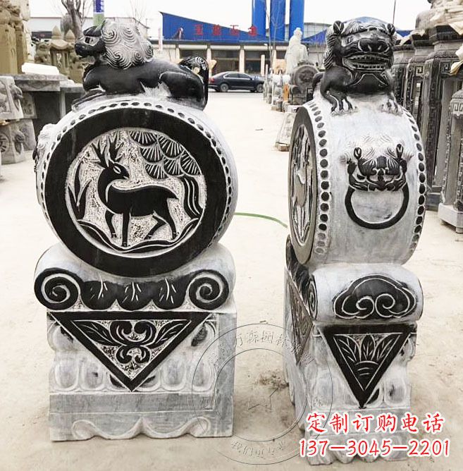 河南黄山石雕门墩石